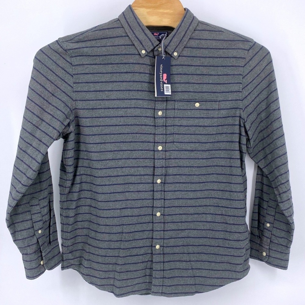 Vineyard Vines Flannel Shirt Mens Large Leavenworth Slim Longshore Striped NEW
